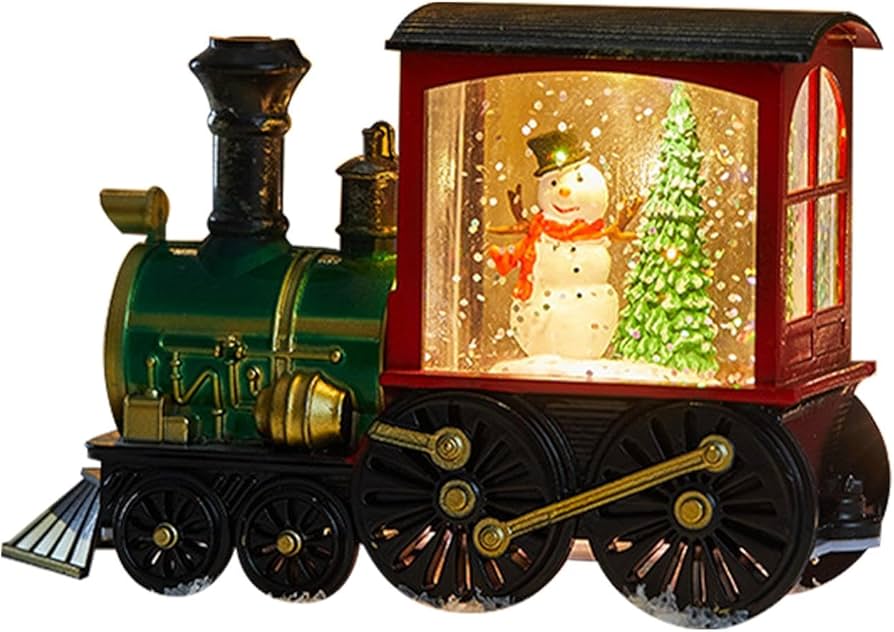 Amazon.co.jp: クリスマス トレイン スノードーム 雪だるま スノー